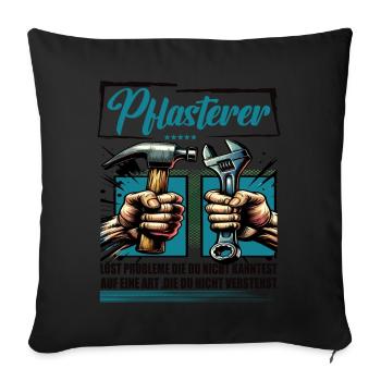 Pflasterer Beruf mit lustigen Spruch - Sofakissenbezug 45 x 45 cm - Schwarz - Vorne