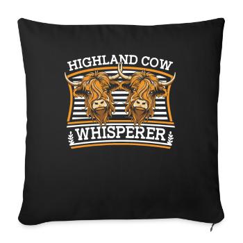Highland Cow Whisperer Éleveur de vaches Highland - Housse de coussin décorative 45 x 45 cm - noir - Devant
