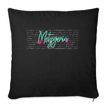 Fleischer Abschluss-Geschenk Metzgerin - Sofakissenbezug 45 x 45 cm - Schwarz - Vorne