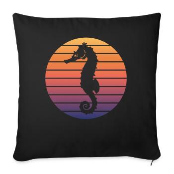 Seahorse Sunset Lover - Sofa pillowcase 17,3'' x 17,3'' (45 x 45 cm) - black - Front