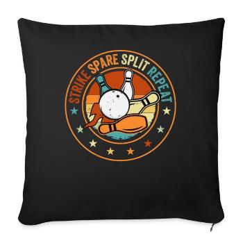 Bowling Oberteil - Strike Spare Split Repeat - Sofakissenbezug 45 x 45 cm - Schwarz - Vorne