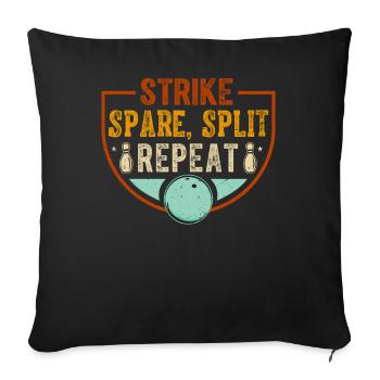 Bowling Oberteil - Strike Spare Split Repeat - Sofakissenbezug 45 x 45 cm - Schwarz - Vorne