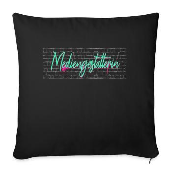 Designer Abschluss-Geschenk Mediengestalterin - Sofakissenbezug 45 x 45 cm - Schwarz - Vorne