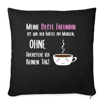 Süße Freundin Kaffee Becher Gesicht - Sofakissenbezug 45 x 45 cm - Schwarz - Vorne
