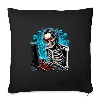 Squelette, joueur en enfer avec des fantômes/démons - Housse de coussin décorative 45 x 45 cm - noir - Devant
