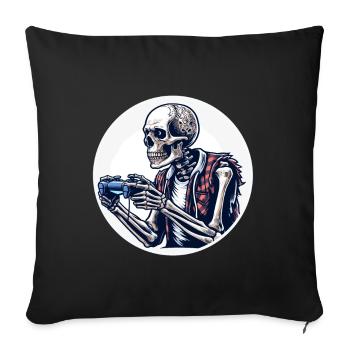Skelett mit Gamecontroller. Design für Gamer - Sofakissenbezug 45 x 45 cm - Schwarz - Vorne