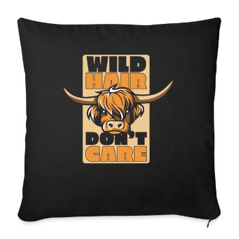 Les cheveux sauvages ne se soucient pas de l’éleveur de vaches Highland - Housse de coussin décorative 45 x 45 cm - noir - Devant