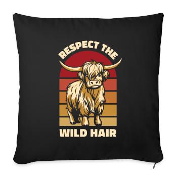 Respectez l’éleveur de vaches Highland à poil sauvage - Housse de coussin décorative 45 x 45 cm - noir - Devant
