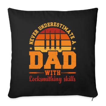 Mari Papa Héros Rétro Serrurier - Housse de coussin décorative 45 x 45 cm - noir - Devant