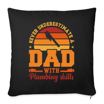 Mari Papa Héros Rétro Plombier - Housse de coussin décorative 45 x 45 cm - noir - Devant