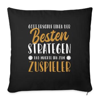 Zuspieler Bester Stratege Volleyballspieler - Sofakissenbezug 45 x 45 cm - Schwarz - Vorne