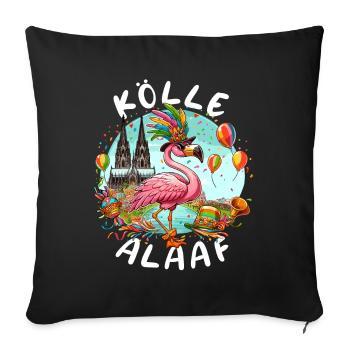 Karneval Köln Kölle Alaaf Flamingo Weiberfastnacht - Sofakissenbezug 45 x 45 cm - Schwarz - Vorne