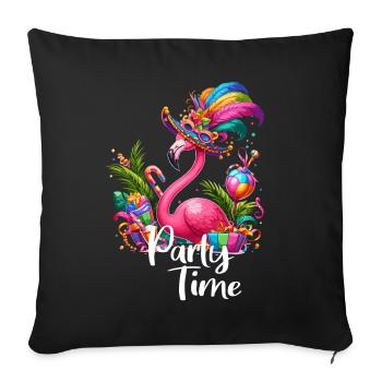 Flamingo célèbre le week-end de fête Vacances de carnaval - Housse de coussin décorative 45 x 45 cm - noir - Devant