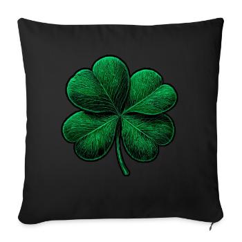 Trèfle vert à quatre feuilles - Housse de coussin décorative 45 x 45 cm - noir - Devant