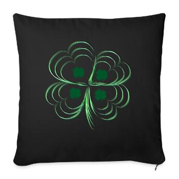 Trèfle vert à trois feuilles - Housse de coussin décorative 45 x 45 cm - noir - Devant