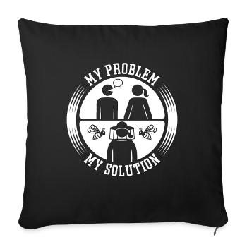 Apiculteur Mon problème Mon pictogramme Maman Apiculture - Housse de coussin décorative 45 x 45 cm - noir - Devant