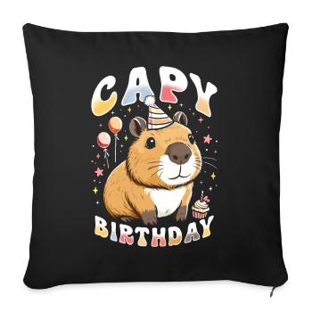 Capy Birthday - Sofa pillowcase 17,3'' x 17,3'' (45 x 45 cm) - black - Front