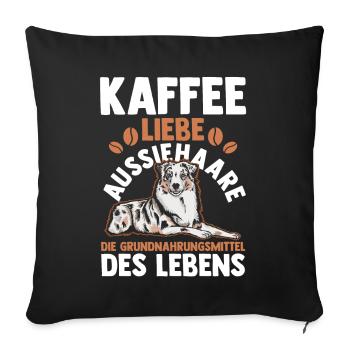 Kaffee Australian Shepherd Hund Aussie - Sofakissenbezug 45 x 45 cm - Schwarz - Vorne