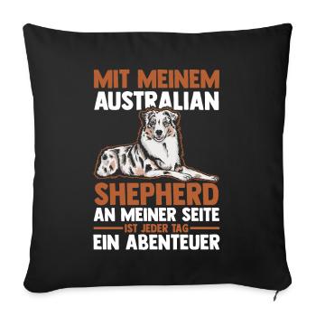 Australian Shepherd Hund Aussie - Sofakissenbezug 45 x 45 cm - Schwarz - Vorne