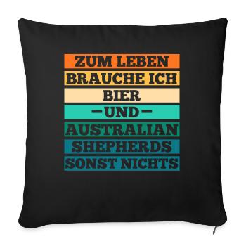 Bier Australian Shepherd Hund Aussie - Sofakissenbezug 45 x 45 cm - Schwarz - Vorne