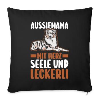 Australian Shepherd Hundemama Hund Aussie - Sofakissenbezug 45 x 45 cm - Schwarz - Vorne