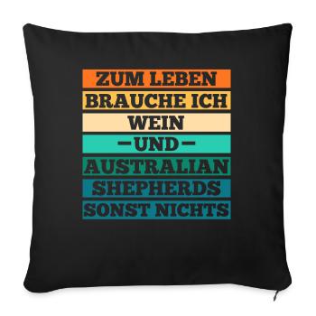 Wein Australian Shepherd Hund Aussie - Sofakissenbezug 45 x 45 cm - Schwarz - Vorne