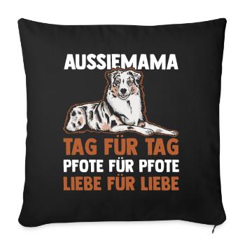 Hundemama Australian Shepherd Hund Aussie - Sofakissenbezug 45 x 45 cm - Schwarz - Vorne
