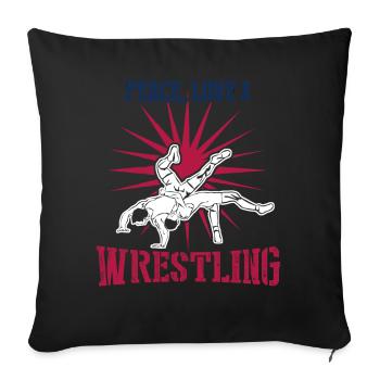 Lutte, blague, lutteur - Housse de coussin décorative 45 x 45 cm - noir - Devant