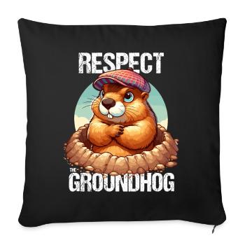 Groundhog Shadow Funny Groundhog Day America - Sofa pillowcase 17,3'' x 17,3'' (45 x 45 cm) - black - Front