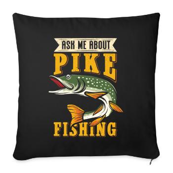 Brochet pêche brochet pêche pêcheur pêcheur cadeau - Housse de coussin décorative 45 x 45 cm - noir - Devant