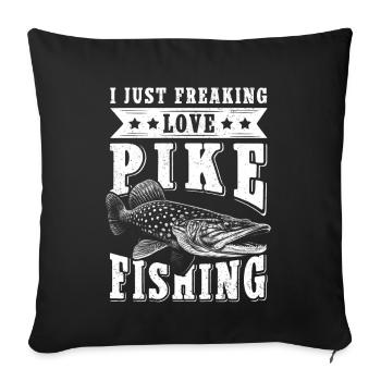 Brochet pêche brochet pêche pêche pêcheur cadeau - Housse de coussin décorative 45 x 45 cm - noir - Devant