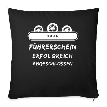 Freie Fahrt: Glückwunsch zum Führerschein - Sofakissenbezug 45 x 45 cm - Schwarz - Vorne