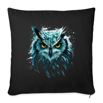 Owl Artwork with Grunge Effect Turquoise Owls Fan - Sofa pillowcase 17,3'' x 17,3'' (45 x 45 cm) - black - Front