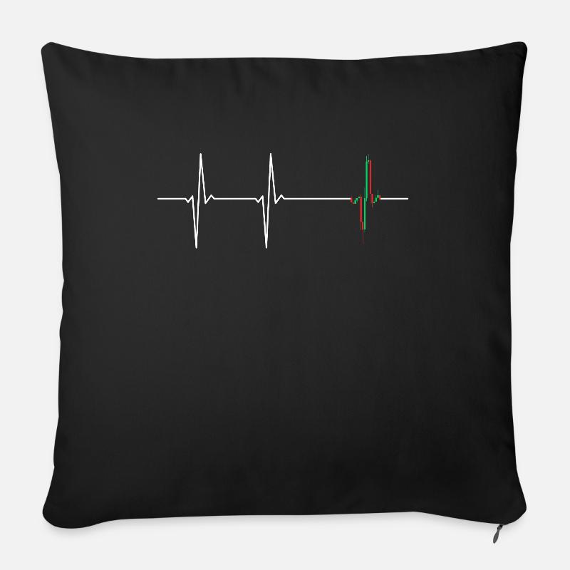 Trading EKG Trader Charttechnik Candlesticks - Sofakissenbezug 45 x 45 cm - Schwarz
