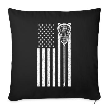 Lacrosse USA Flag - Sofa pillowcase 17,3'' x 17,3'' (45 x 45 cm) - black - Front