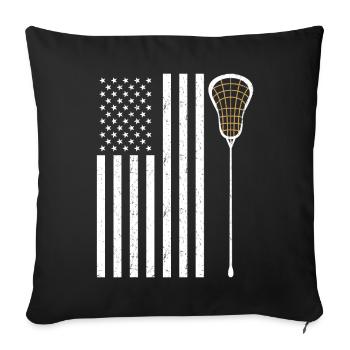USA Lacrosse Flag - Sofa pillowcase 17,3'' x 17,3'' (45 x 45 cm) - black - Front