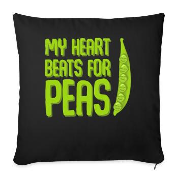 Pea Peas Vegan Vegetarian - Sofa pillowcase 17,3'' x 17,3'' (45 x 45 cm) - black - Front