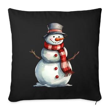 Happy Snowman With Hat Winter Season Christmas Hol - Sofakissenbezug 45 x 45 cm - Schwarz - Vorne