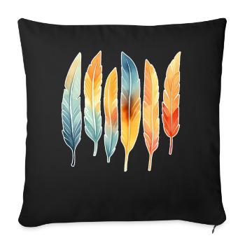 Colorful Boho Feathers Native American Bohemian Ae - Sofakissenbezug 45 x 45 cm - Schwarz - Vorne