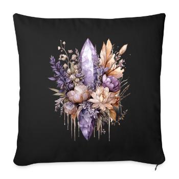 Magic Watercolor Crystal Witchy Amethyst Floral Bo - Sofakissenbezug 45 x 45 cm - Schwarz - Vorne