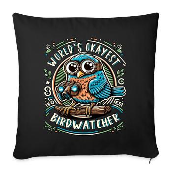 Le meilleur ornithologue du monde Okay Birdwatcher - Housse de coussin décorative 45 x 45 cm - noir - Devant