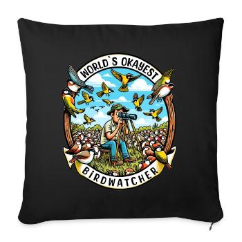 Le meilleur ornithologue du monde Okay Birdwatcher - Housse de coussin décorative 45 x 45 cm - noir - Devant