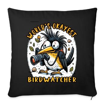 Le meilleur ornithologue du monde Okay Birdwatcher - Housse de coussin décorative 45 x 45 cm - noir - Devant