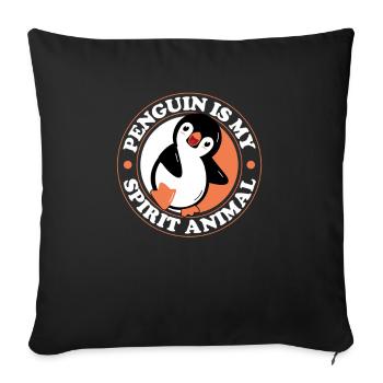 Le pingouin est mon animal spirituel Manchot royal - Housse de coussin décorative 45 x 45 cm - noir - Devant