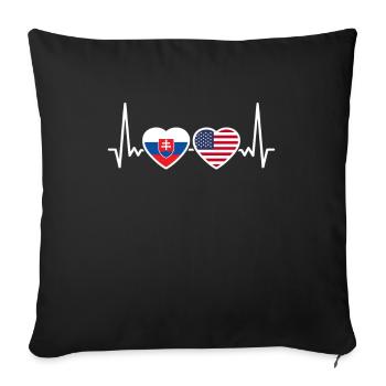 Slovakia USA Heartbeat Flag Slovak - Sofa pillowcase 17,3'' x 17,3'' (45 x 45 cm) - black - Front