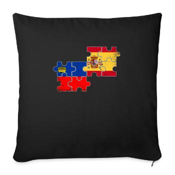 Liechtenstein Espagne Vintage drapeau - Housse de coussin décorative 45 x 45 cm - noir - Devant