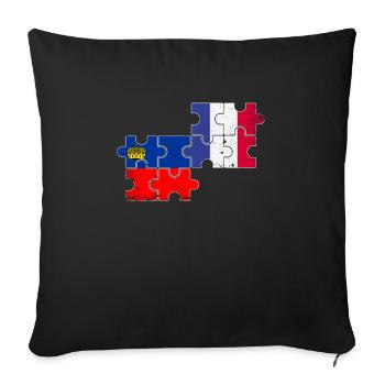 Liechtenstein France Vintage drapeau - Housse de coussin décorative 45 x 45 cm - noir - Devant