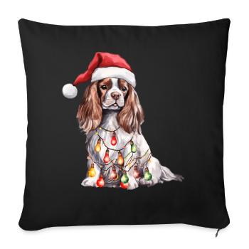 Cavalier King Charles Spaniel Dog Santa Hat Christ - Sofakissenbezug 45 x 45 cm - Schwarz - Vorne