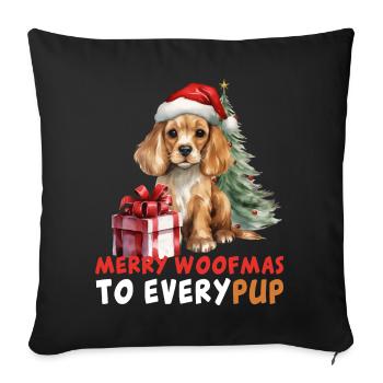 Merry Woofmas To Everypup Cute Puppy Dogs Christma - Sofakissenbezug 45 x 45 cm - Schwarz - Vorne