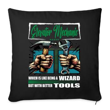 Elevator mechanic profession saying worker - Sofa pillowcase 17,3'' x 17,3'' (45 x 45 cm) - black - Front